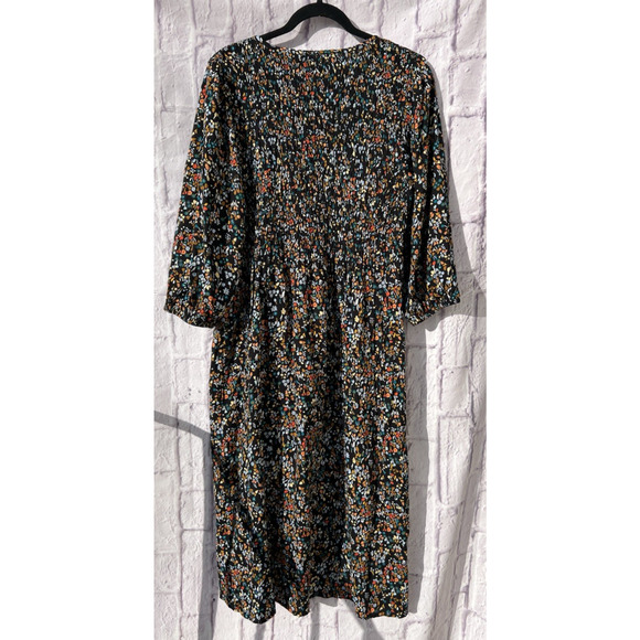 Croft And Barrow Floral Maxi Dress Pockets Smocked Whimsigoth Fairy Peasant L - Picture 2 of 7